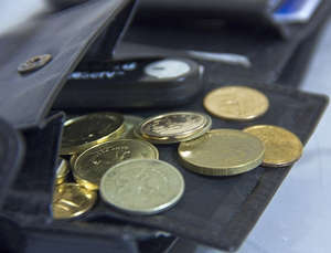 Несколько монет в кошельке