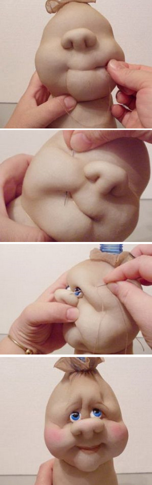 Процесс создание лица куклы-бабушки