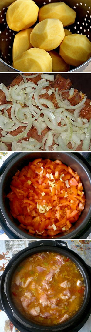 Приготовление чахохбили с картошкой и помидорами