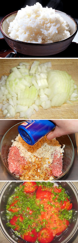Процесс готовки фаршированного перца с томатным соусом в мультиварке