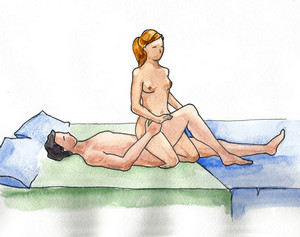 Женщина сидит спиной к лежащему мужчине