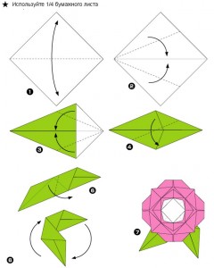 Схема модульного оригами для розы