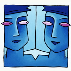 Два одинаковых синих лица