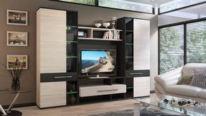 Мебель для гостиной с полками и телевизором