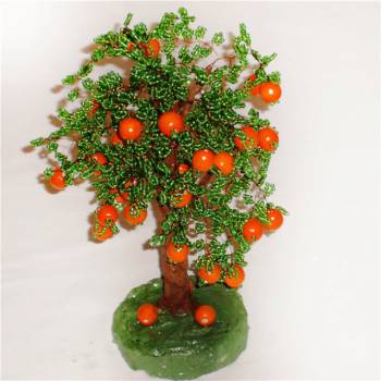 дерево из бисера с оранжевыми плодами