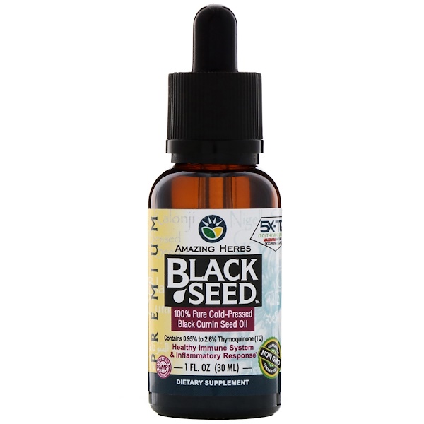 Amazing Herbs, Черный тмин, 100% чистое холоднопрессованное масло черного тмина, 30 мл