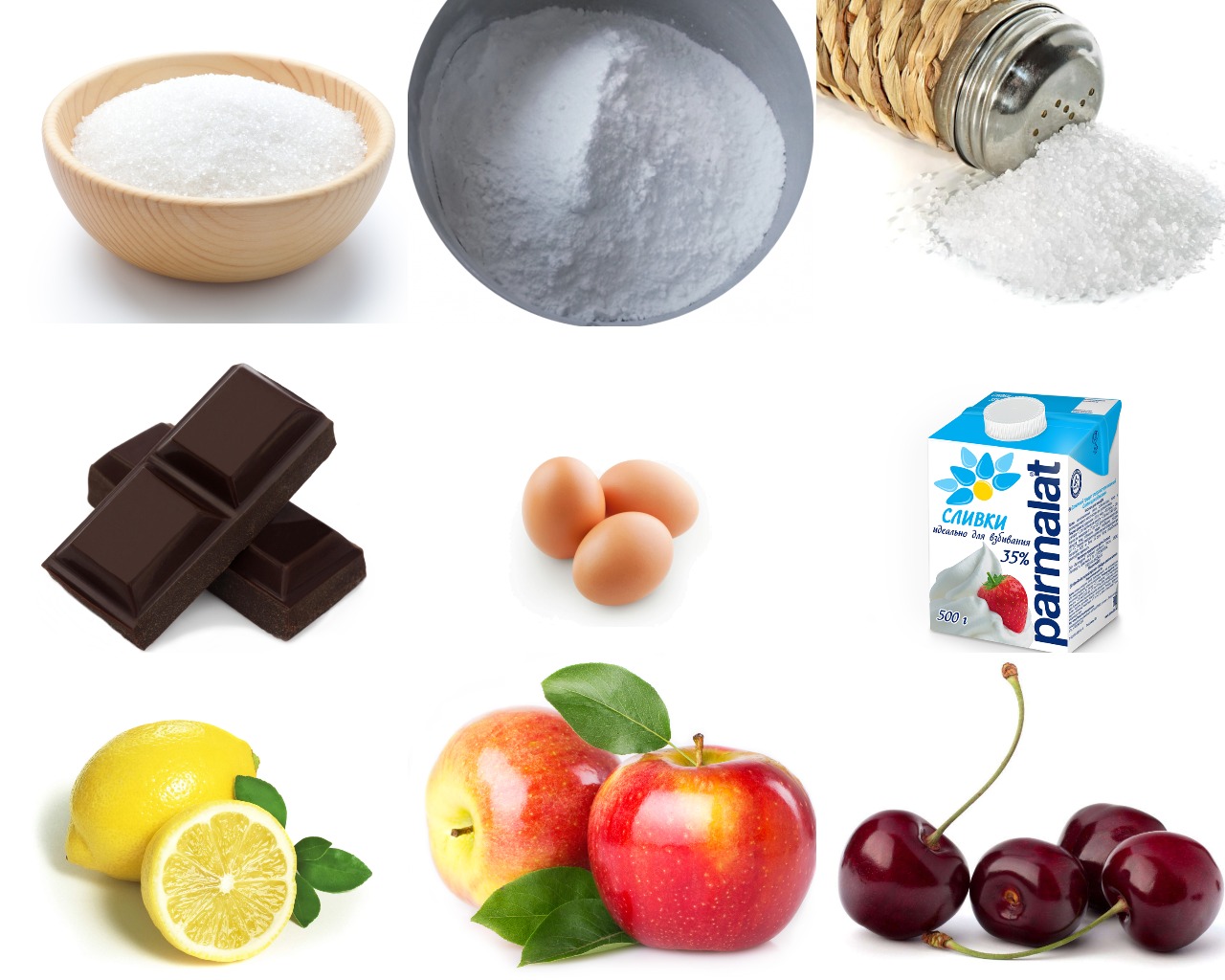 Ингредиенты для фруктового шоколадного мороженого