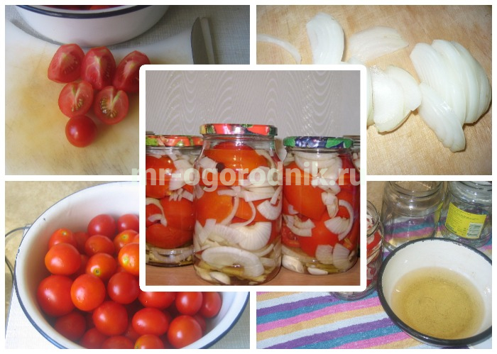Маринованные помидоры с луком и маслом