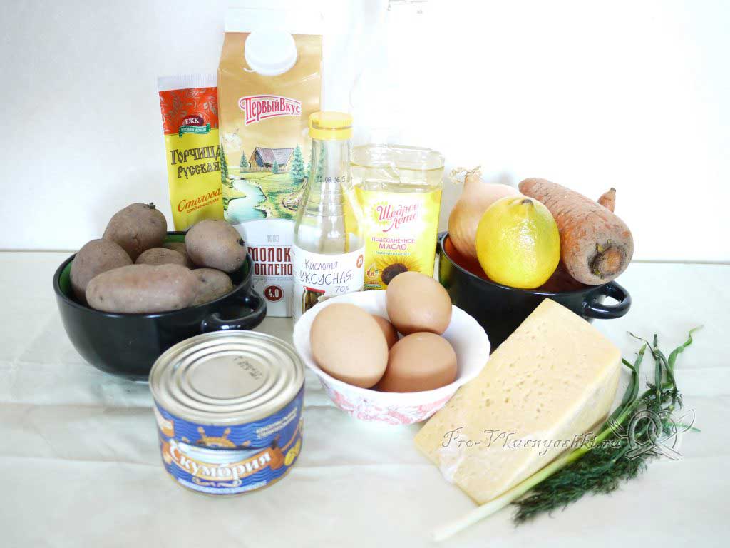 Салат Мимоза с сыром и яйцом - ингредиенты