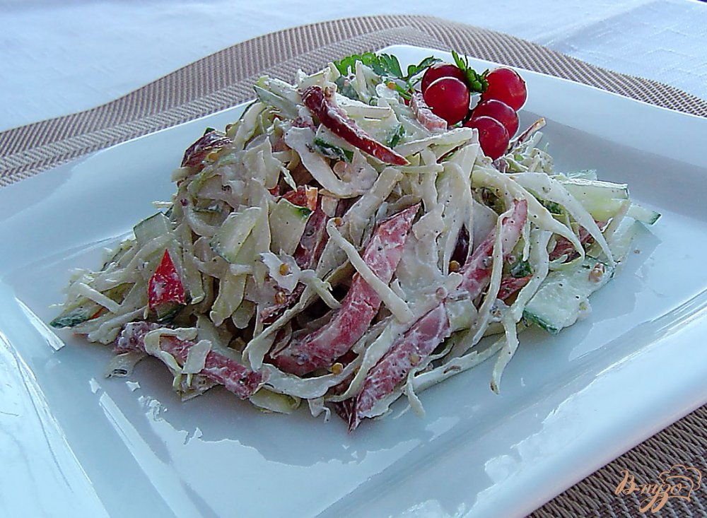 Салат из сырокопченой колбасы рецепт с фото