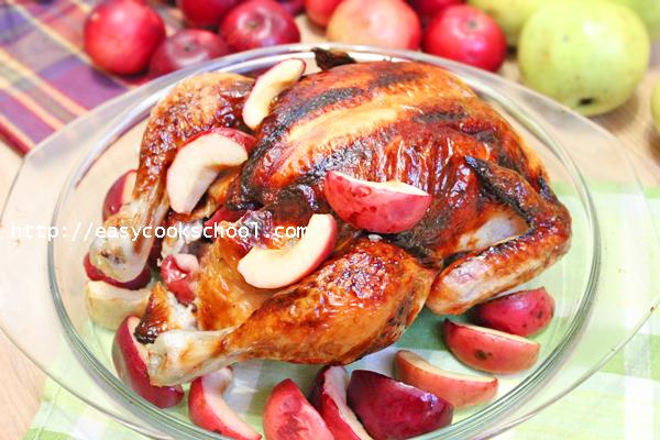 Курица в духовке с яблоками рецепт
