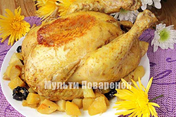Курица целиком в мультиварке: рецепт приготовления целой птицы одновременно с гарниром