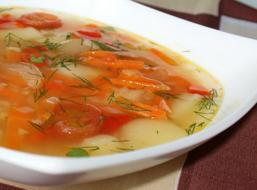 Вкусный овощной суп Перец черный
