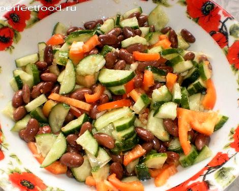 Салат с красной фасолью рецепт с фото очень вкусный него добавляют свежие огурчики