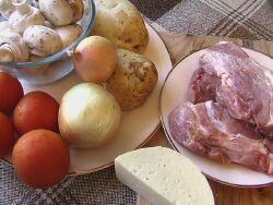 Мясо по французски рецепт с картофелем с помидорами с грибами