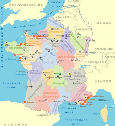 Юго-запад Франции карта