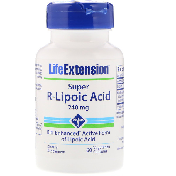 Life Extension, Супер R-липоевая кислота, 240 мг, 60 вегетарианских капсул