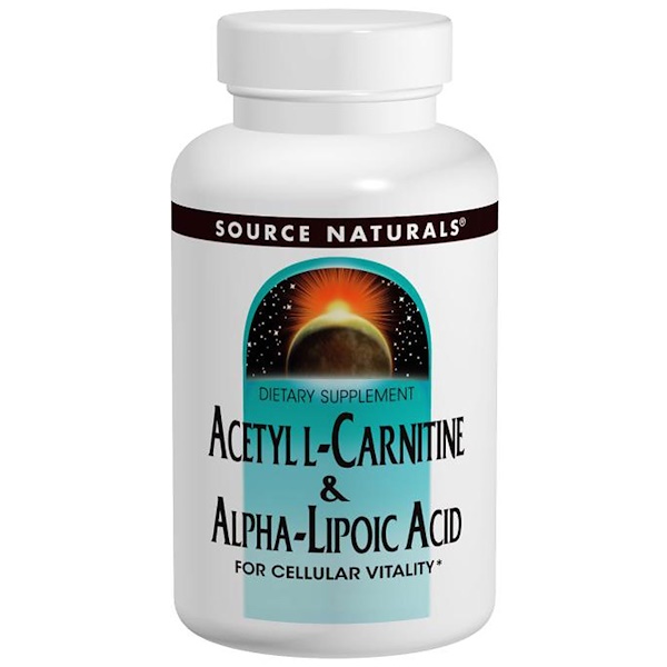 Source Naturals, Ацетил-L-карнитин и альфа-липоевая кислота, 650 мг, 60 таблеток