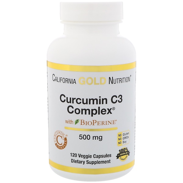 California Gold Nutrition, Куркумин C3 комплекс с биоперином, формула поддержки при воспалении, 500 мг, 120 вегетарианских капсул