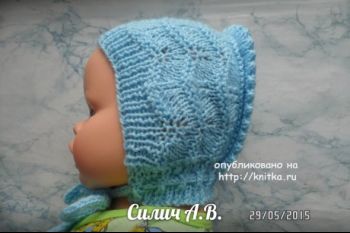 Детская шапочка спицами для новорожденного малыша 