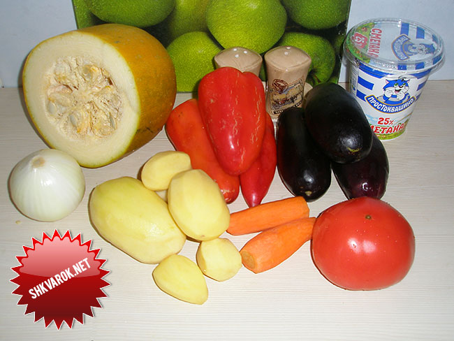 Ингредиенты для овощного рагу в мультиварке (тушеных овощей)