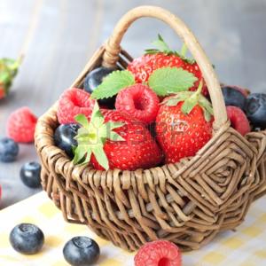fruit basket with strawberries and blueberries 