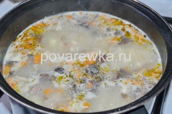Грибной суп с мясом и картошкой