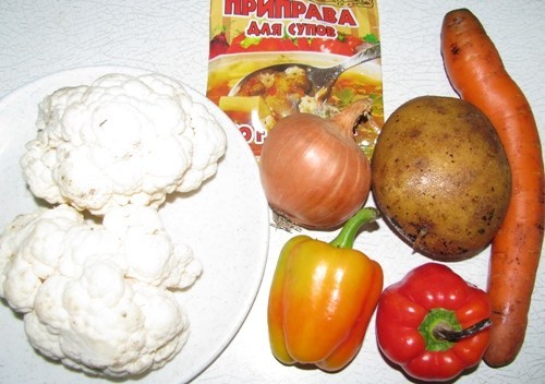 Как приготовить овощной суп из цветной капусты, пошаговый рецепт с фото. Этап 1